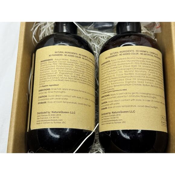 Nature Queen Premium Herbal Shampoo & Conditioner Box Set w/ Pumps 16 fl oz - Picture 3 of 5